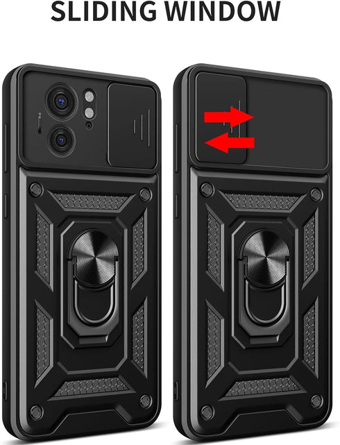 CCSmall for Motorola Edge 40 Case with Slide Camera Cover for Men, Military Grade Drop Protective Phone Cover Case with Ring Kickstand for Motorol...