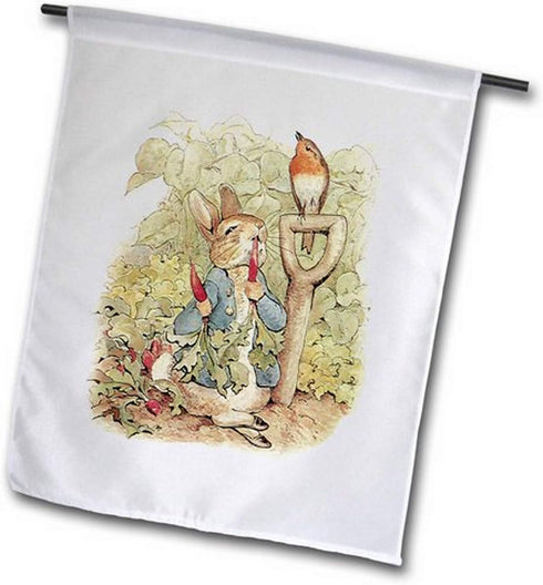 3dRose fl_110164_2 Peter Rabbit in The Garden Vintage Art Garden Flag, 18 by 27"...
