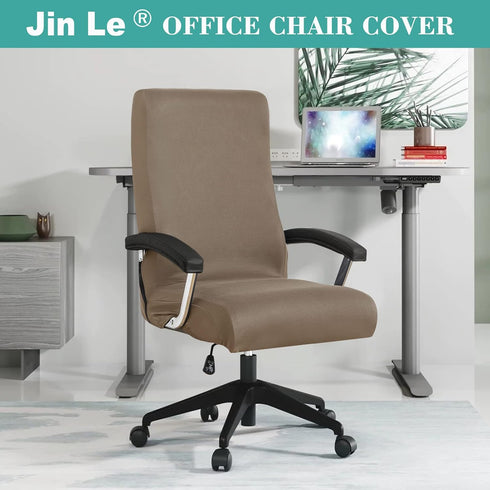 Jin Le Office Chair Cover- Medium, Khaki- Removable Computer Chair Cover for Office Chair with Zipper for Universal Rotating Chair Desk Chair Cove...