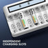 EBL AA AAA Battery Charger, Independent 8 Slots with Advanced Discharge Function, LCD Screen for 1.2V NiMH NiCD Rechargeable Batteries, Micro USB ...