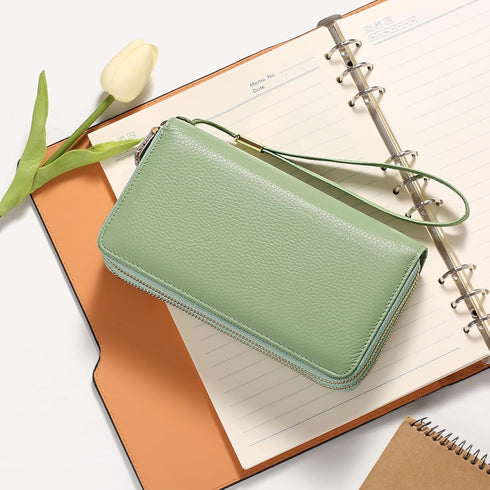 SENDEFN Leather Women Wallet RFID Blocking Zipper Around Phone Holder Clutch Wristlet Large Capacity...