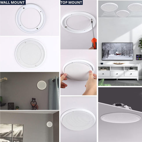 Facmogu 2PCS 6.5in Ceiling Speaker Grille Covers, White Round Commercial Ceiling Speaker Grill for 6.5 Inch Speaker, Speaker Decorative Ring DIY S...