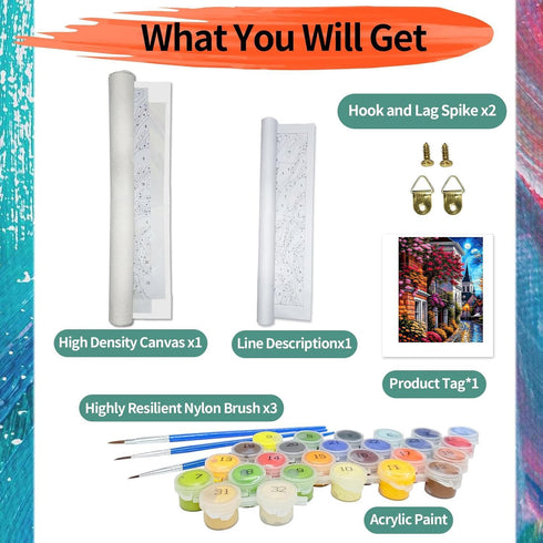 ajepon Landscape Paint by Numbers Kit,Town Paint by Number Kits for Adults,Scenery Adults Paint by Numbers Kits on Canvas without Frame Oil Painti...