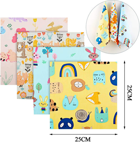 30 Pieces Animals Fat Quarters Cotton Fabric Bundles Cute Pattern Fabric Squares 10 x 10 Inch Squirrel Elk Bear Sewing Scrap for Quilting Patchwor...