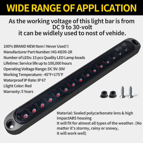 Smoked White 10" 15 LED Trailer Identification Light Led Reverse Backup Tail Light Bar Strip Truck Rear Side Marker Lights Waterproof...