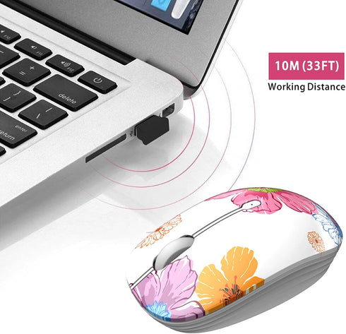 TENMOS M101 Wireless Mouse Cute Silent Computer Mice with USB Receiver, 2.4G Optical Wireless Travel Mouse 1600 DPI for Laptop, Notebook, PC, Comp...