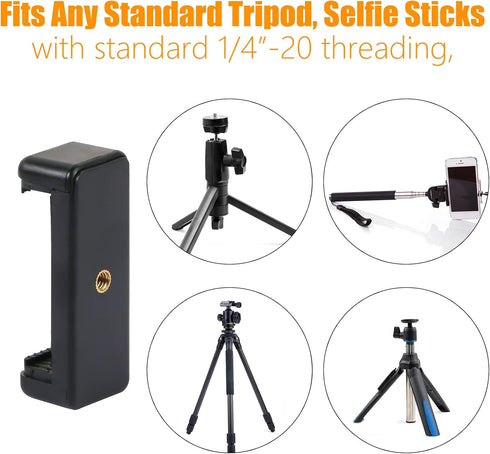 Universal Cell Phone Tripod Mount Adapter, Phone Holder Clip Connector Head Used for Monopod Selfie Stick Travel Mini Flexible Tripod and More, 1 ...