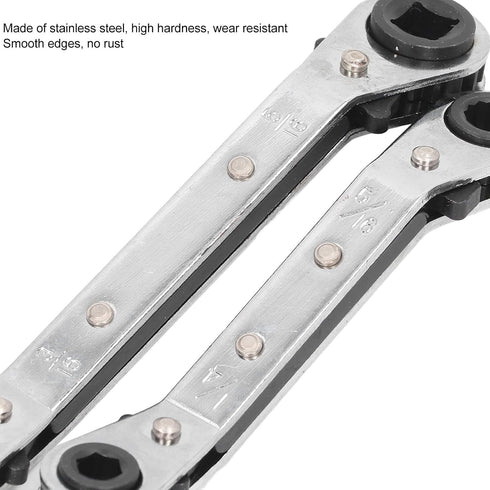 HVAC Service Wrench, 3/8” 1/4” 5/16” Refrigeration Service Wrench Set Air Conditioner Valve Ratchet Wrench with 2 Bit Adapter for Equipment Repair...