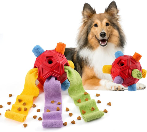 Dog Snuffle Ball, Chew Enrichment Toys for Large Medium Small Dog and Puppies, Slow Feeder Dog Treat Dispenser Puzzle Stimulation Toys Cloth Strip...