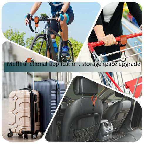2 PCS Durable Leather Style Stroller Clip Straps, Baby Stroller Hooks for Diaper Bags Grocery Shopping Bags, Mommy Hook for Stroller Stroller Hook...