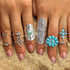 ELABEST Boho Western Ring Set Turquoise Cactus Arrow Joint Knuckle Finger Rings Sets for Women...