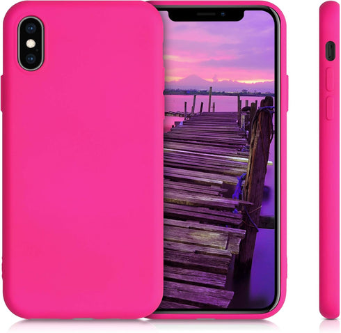 kwmobile Case Compatible with Apple iPhone Xs Case - Slim Protective TPU Silicone Phone Cover - Neon Pink...