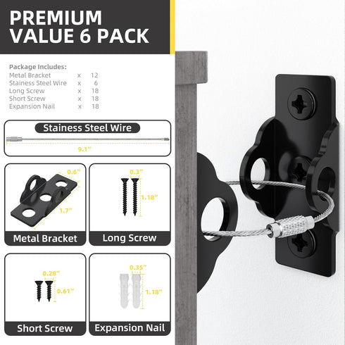 4our Kiddies 6 Pack Furniture Wall Anchors for Baby Proofing, Anti Tip Dresser Wall Safety Anchors, Secure 500LBs Furnitures, Bookcase, Dresser, C...