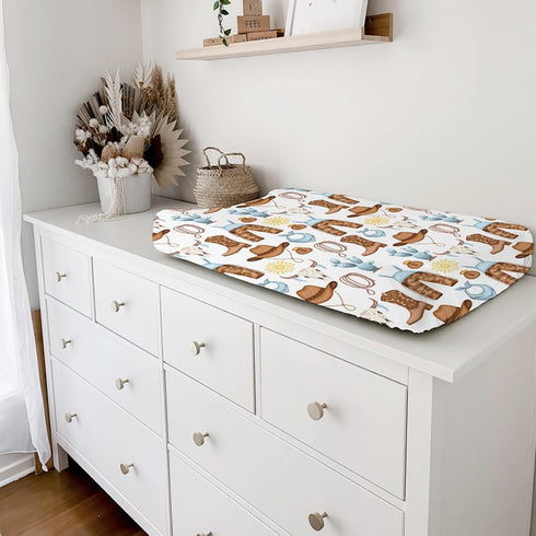 Western Cowboy Baby Changing Pad Cover for Boys & Girls 32''x16'' Desert Cowboy Hat Boot Sun Cactus Unisex Fitted Changing Table Mats Sheets Soft ...