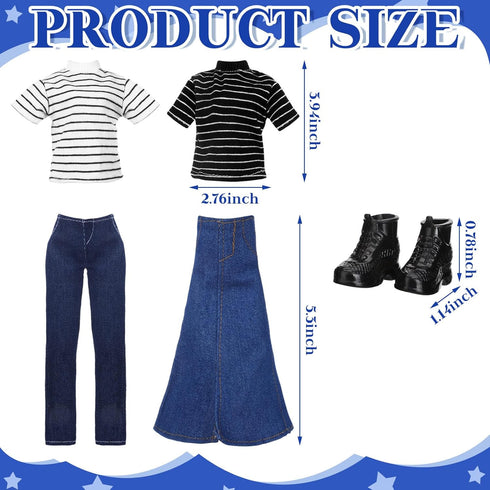 Geyoga 14 Pcs Doll Clothes and Accessories for 11.5 Inch Girl Doll Accessories Doll Denim Cotton Doll Cloth Doll Pants Shoes Casual Wear Clothes O...