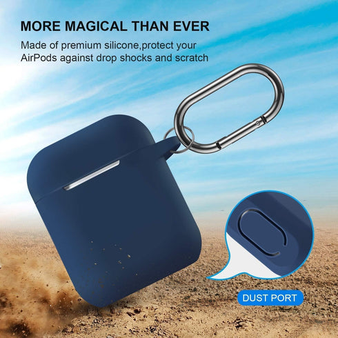 ATUAT Compatible with AirPods Case Cover, Full Protective Silicone Skin Dust-Proof Designed for Apple AirPods 1st 2nd Generation with Keychain, Fr...
