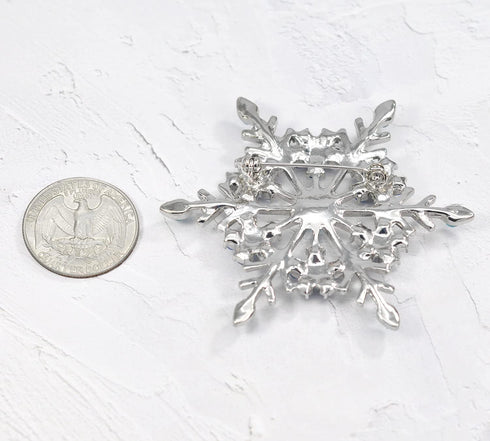 Gyn&Joy Women's Aqua Blue Austrian Crystal Snowflake Brooch Pin Holiday Winter Silver-Tone BZ188...