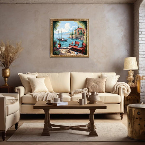 51buyoutgo Coastal Landscape 11ct Cross Stitch Kits, 11 CT Funny Pre Printed Counted Stamped Cross Stitch Embroidery Needlepoint Needlework Patter...