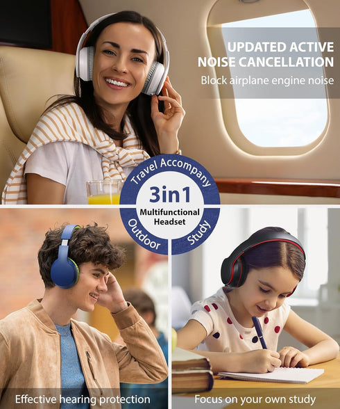 rockpapa E7 Over Ear Wireless Bluetooth Headphones with Mic Include Travel Case, Foldable Wired/Wireless Headphones with Microphone for Kids Child...