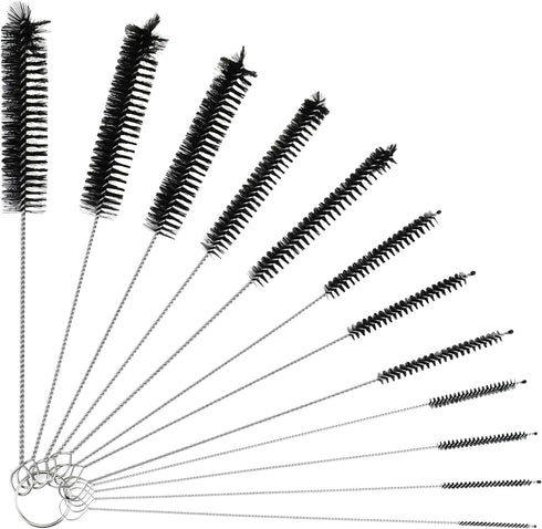 Tube Cleaning Brush, 12Pcs Set 8 Inch Long Nylon Flexible Bottle Brushes, Straw Cleaner for Narrow Neck Bottles Cups (Black - 12PCS)...