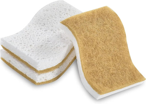 Natural Sponges 3Pack, Eco Friendly Non-Scratch Scrub Sponge for Kitchen, Biodegradable Plant Based Scrubber Sponges for Cleaning Dishes, Odor Fre...