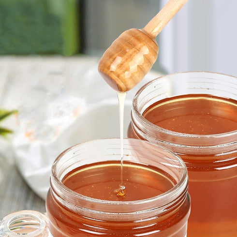 50 Pack 3 Inch Mini Wood Honey Dipper Sticks Set,Honey Stirrer Honey Wand for Honey Jar Dispense Drizzle Honey, 50 Pieces Honeybee Charm Pendants ...
