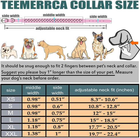 TEEMERRYCA Adjustable Microfiber Leather Spiked Studded Dog Collars with a Squeak Ball Gift for Small Medium Large Pets Like Cats/Pit Bull/Bulldog...