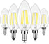 LED Candle Bulbs 40W Equivalent, E12 Candelabra Light Bulbs 4W 470Lm Clear Edison LED Bulbs, Daylight White 5000K Classic Bright Filament Bulbs, N...