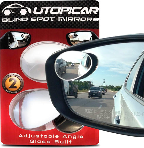 Blind Spot Car Mirrors: Semi Oval Convex Rear View/Side Car Mirror |Automotive Exterior Accessories | Blindspot Stick On Mirror For Car By Utopica...