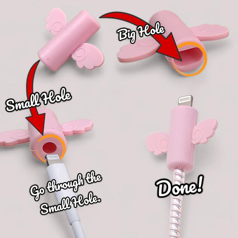 Cable Protector for iPhone Charger, Silicone Charger Protector Set - Cute Cable Cover Silicone Charger Case for 18W/20W iPhone Charger, Pink Heart...