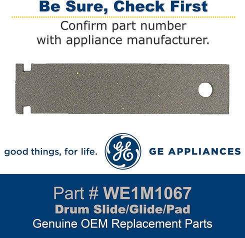GE WE1M1067 Genuine OEM Drum Slide/Glide/Pad for GE Dryers,Silver