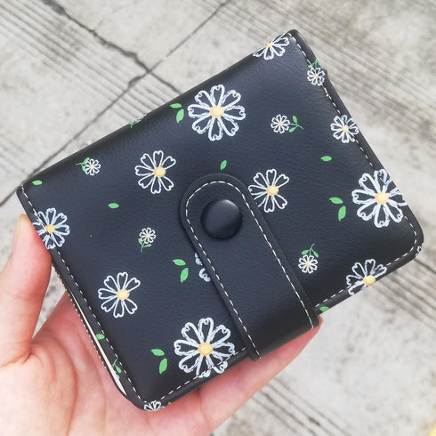 Cute Short Women Wallet, Bifold Card Holder Purse, Fancy Floral Money Pouch, Birthday Christmas Valentine's Day Gift for Female Ladies Girls...
