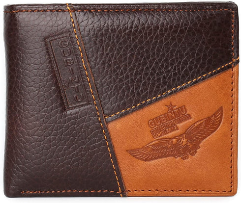 Genuine Leather Eagle Wallet for Men - Bifold Wallet with Extra Capacity Attached Flip Pocket...