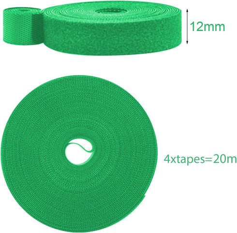 4 Rolls Garden Tie Green Tape - Twist Ties for Plants 1/2" 65.6ft Garden Plant Ties? Reusable Stretch Tie Tape for Plants - Plant Twist Tie for Pl...