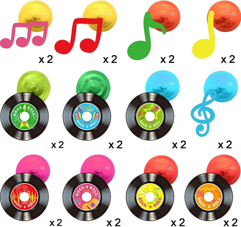 Sumind 30 Pcs 1950's Rock and Roll Music Party Sock Hop Decorations Vinyl Record Note Cutout Wall Decor Sign with Hanging Swirls Ceiling Decor for...