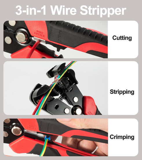 Self Adjusting Wire Stripper,3 in 1 Automatic Universal Wire Stripping Tool,Multifunctional Wire stripper and Crimping Tool For Electrical Wire St...