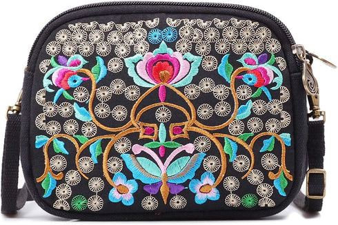 SILKAREA Embroidered Cute Mini Crossbody Bag for Women Small Handbags Wristlet Wallet Bag Cell-phone Pouch Coin Purse...