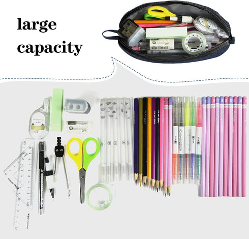 Gloppie 2-PACK Pencil Pouch - Practical Pencil Case, Aesthetic Simple Pencil Bag, Small Pen Holder, Back to School Supplies for Girls Boys, Blue...