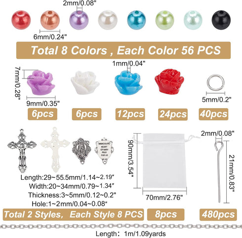 PH PandaHall Rosary Necklace Making Kit Rosary Prayer Making Supplies First Communion Necklace Set Pearl Beads Cross Beads Kit for Rosary Easter E...
