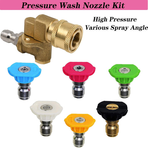 8 Pack Universal Power Pressure Washer Accessories Kit, 7 Power Washer Nozzle Tips, Rinse Jet Stream Tips Kit,Quick Connecting Pivoting Coupler,1/...