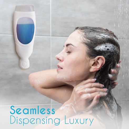 Squeezi 2 Unit Pack (Bright White) Wall Mounted Shower Dispenser and Organizer for Shampoo and Soap Bottles, Silicone Chamber...