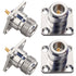 N-Type Socket - Nickel-Plated, Gold-Plated Copper Center, Solder Type, 4 Mounting Holes, 4-Pack, for PCB, Chassis, and Back Panels...