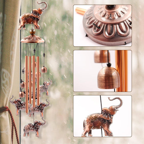 Wind Chimes Outdoor Clearance, Ukulork Elephants Aluminum Tube Windchime with S Hook,Patio Garden Decor, Housewarming Gift....