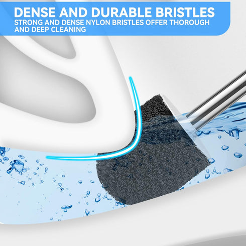 Toilet Brush, Toilet Brush and Holder with 304 Stainless Steel Handle, Space Saving Toilet Bowl Brush for Storage, Durable Bristles Toilet Scrubbe...