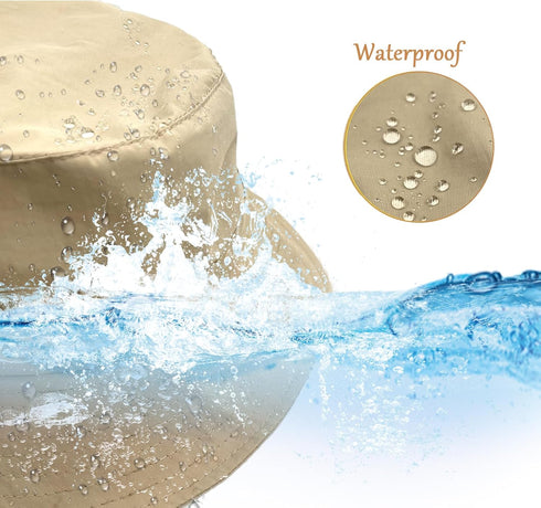 Waterproof Bucket Rain Hat, Outdoor Fishing Hat for Men Women Foldable Outdoor UV Protection Sun Hat Quick Dry Packable Hat for Summer Beach Fishi...