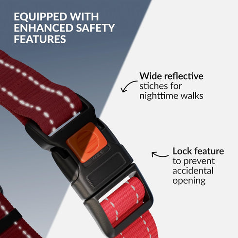 CollarDirect Martingale Dog Collar with Stainless Steel Chain and Quick Release Buckle - Reflective Collar for Large, Medium, Small Dogs - Red, Sm...