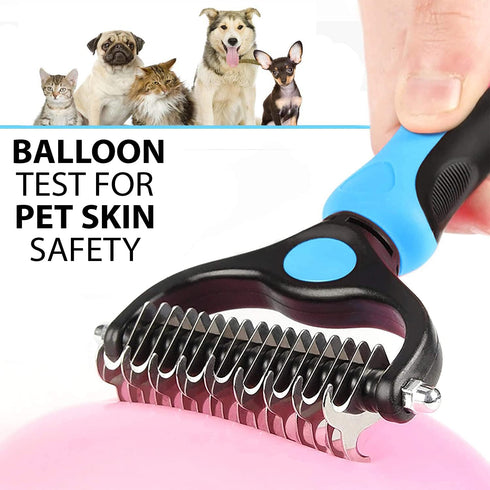 Undercoat Rake for Dogs with Metal Comb 2 in-1 Pet Grooming Brush Double Sided shedding Dematting Tool Remove Knots Dematting Comb for Dogs with D...