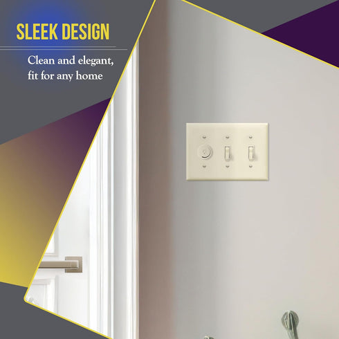 ENERLITES Triple Toggle Light Switch Wall Plate, Gloss Finish, Standard Size 3-Gang 4.50" x 6.38", Unbreakable Polycarbonate Thermoplastic, 8813-L...