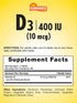 Sundance Vitamin D3 400 IU (10 mcg) | 60 Vegetarian Tablets | Essential Vitamin Supplement | Vegetarian, Non-GMO, and Gluten Free Formula...