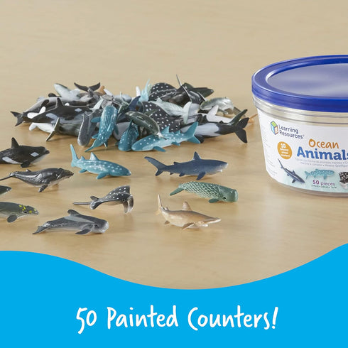 Learning Resources Ocean Animals - 50 Pieces, Ages 3+ Toddler Learning Toys, Perfect for Math Counters and Imaginative Play...